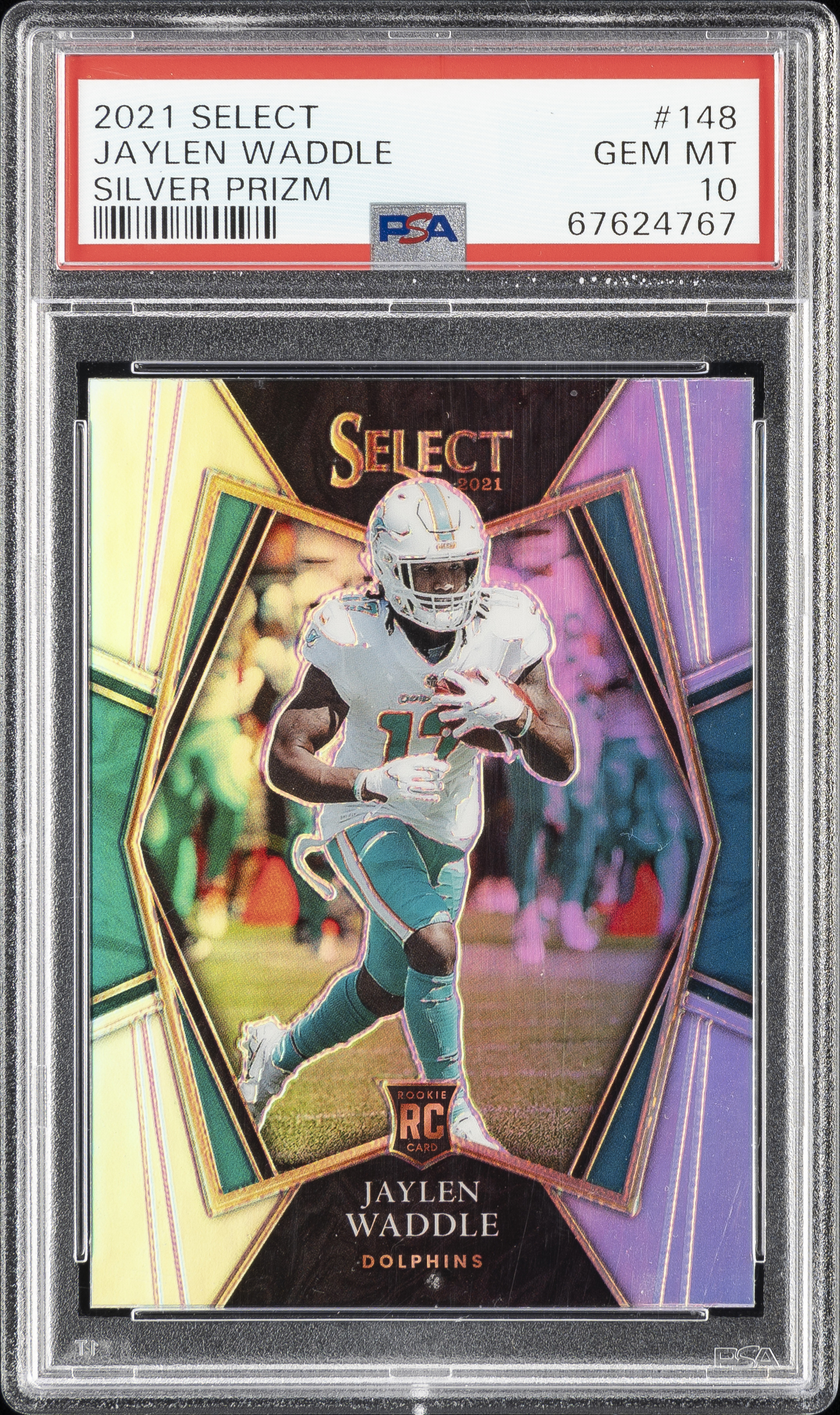 2021 Panini Select Silver Prizm #148 Jaylen Waddle Rookie Card – PSA GEM MT 10