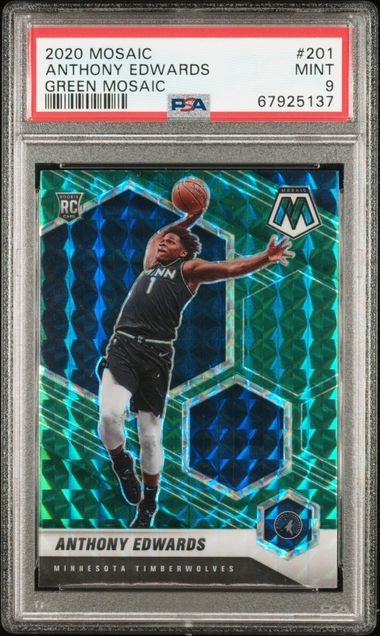 2020 Panini Mosaic Green Mosaic #201 Anthony Edwards PSA 9 on