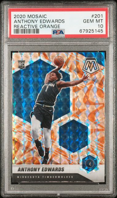 2020 Panini Mosaic Reactive Orange #201 Anthony Edwards PSA 10 on