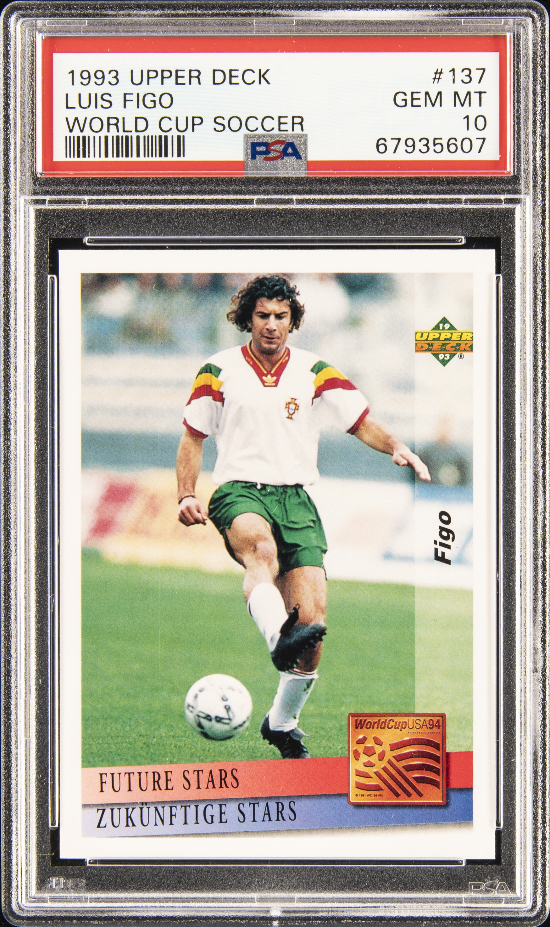 1993 Upper Deck World Cup Soccer 137 Luis Figo – PSA GEM MT 10