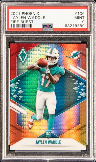 Jaylen Waddle Miami Dolphins Autographed 2021 Panini Phoenix Fire