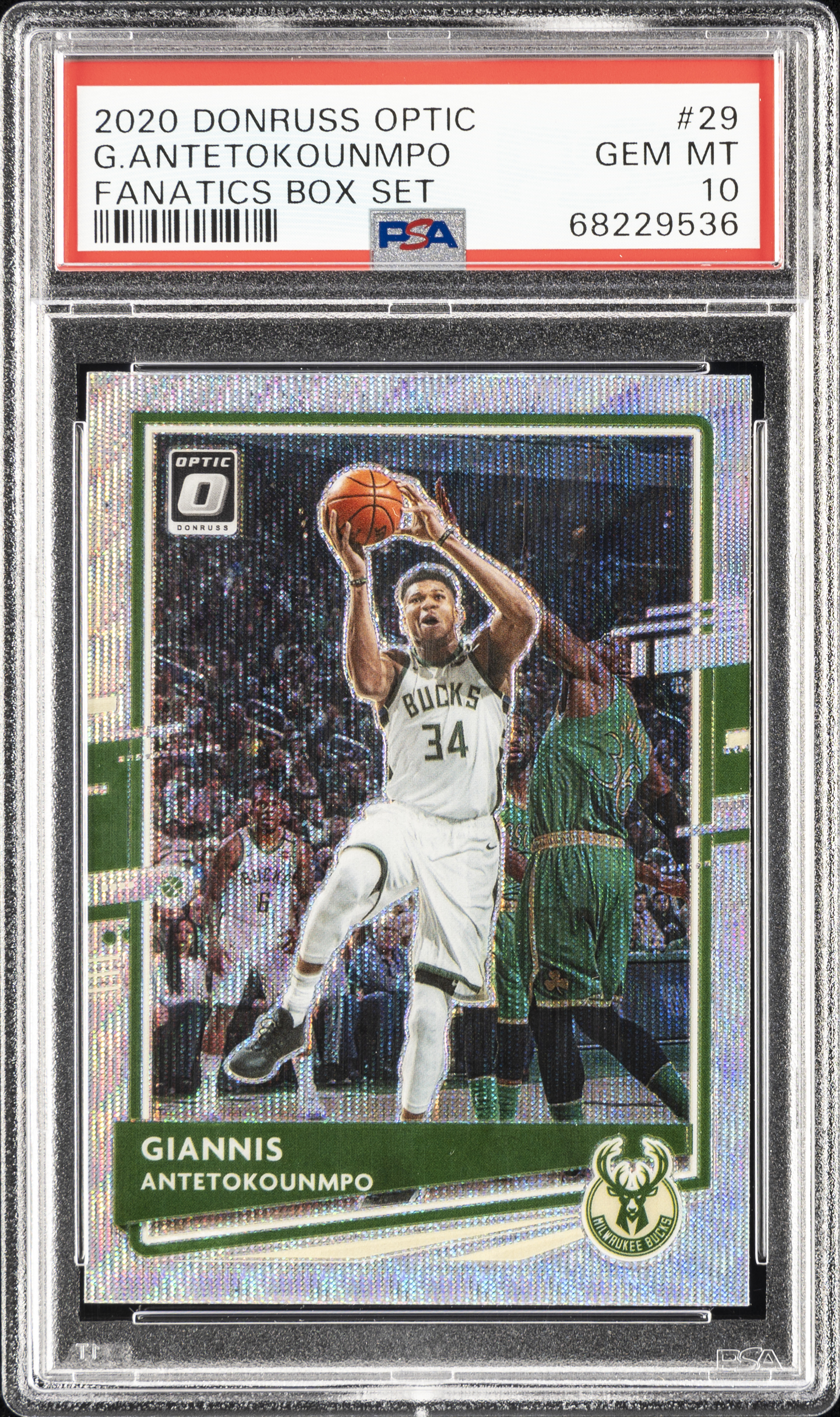 2020 Panini Donruss Optic Fanatics Box Set 29 Giannis Antetokounmpo – PSA GEM MT 10