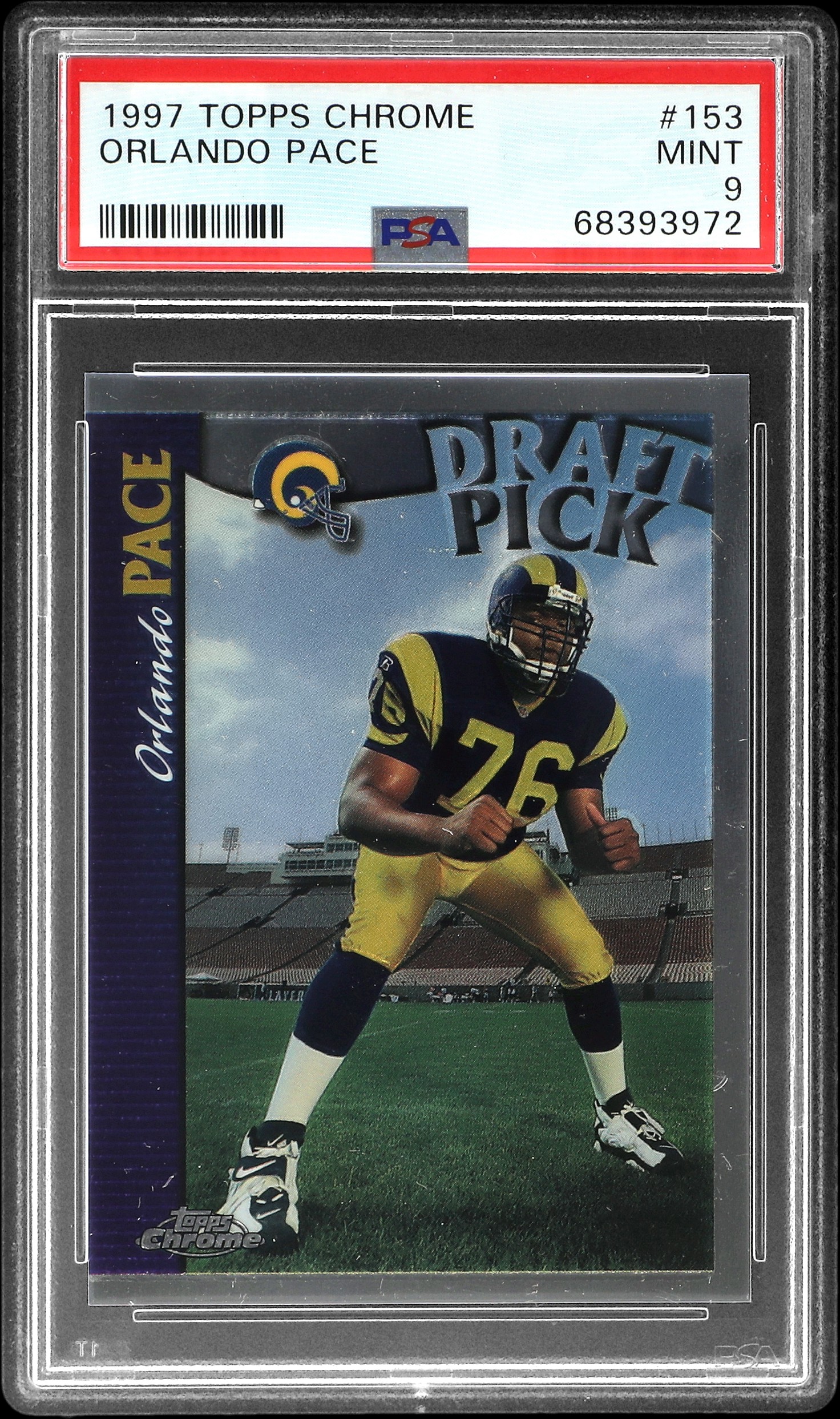 1997 Topps Chrome #153 Orlando Pace Rookie Card – PSA MINT 9
