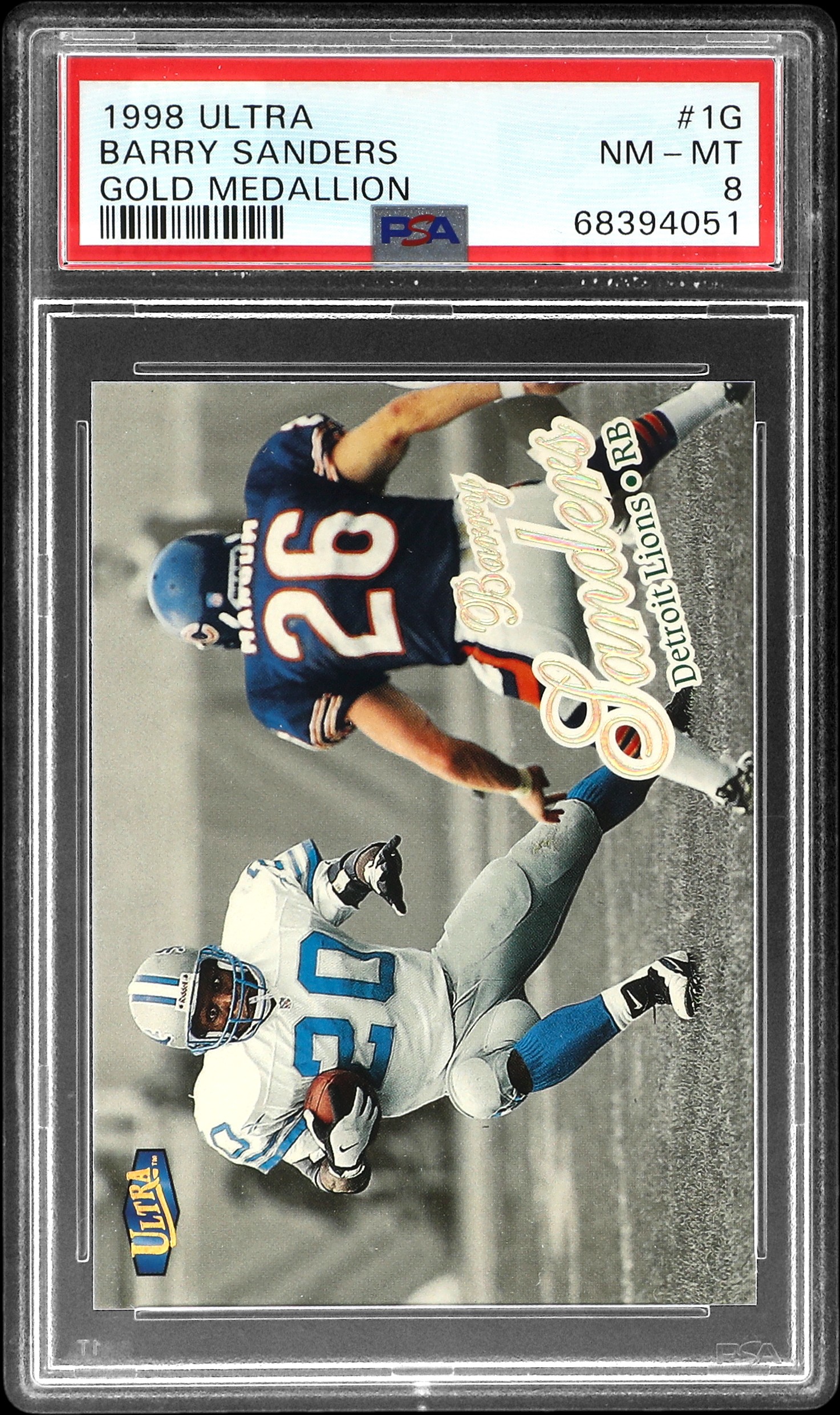 1998 Fleer Ultra Gold Medallion #1G Barry Sanders – PSA NM-MT 8