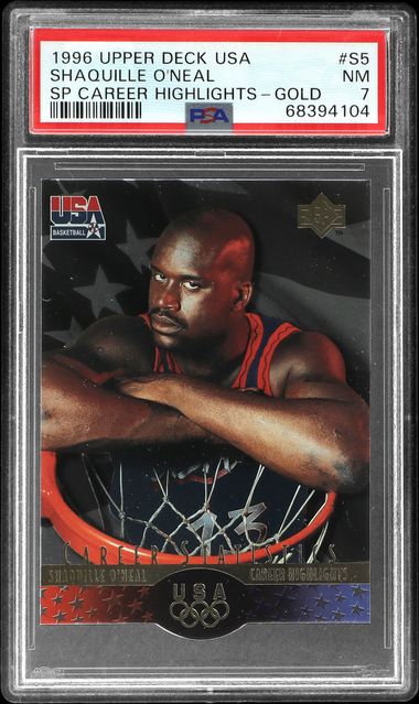 1996 Upper Deck USA Basketball SP Career Highlights Gold #S5 Shaquille O' Neal - PSA NM 7 on Goldin Auctions