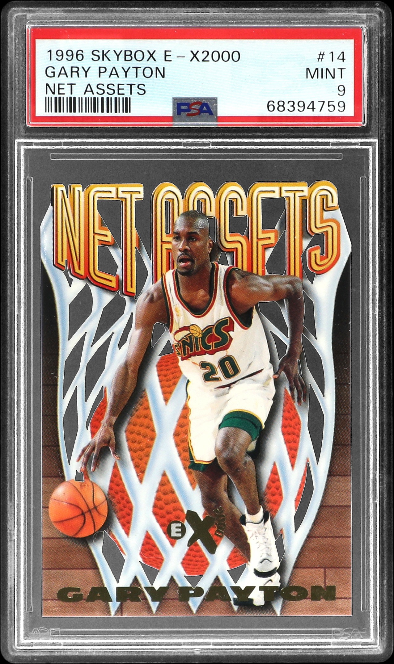 1996-97 SkyBox E-X2000 Net Assets #14 Gary Payton – PSA MINT 9