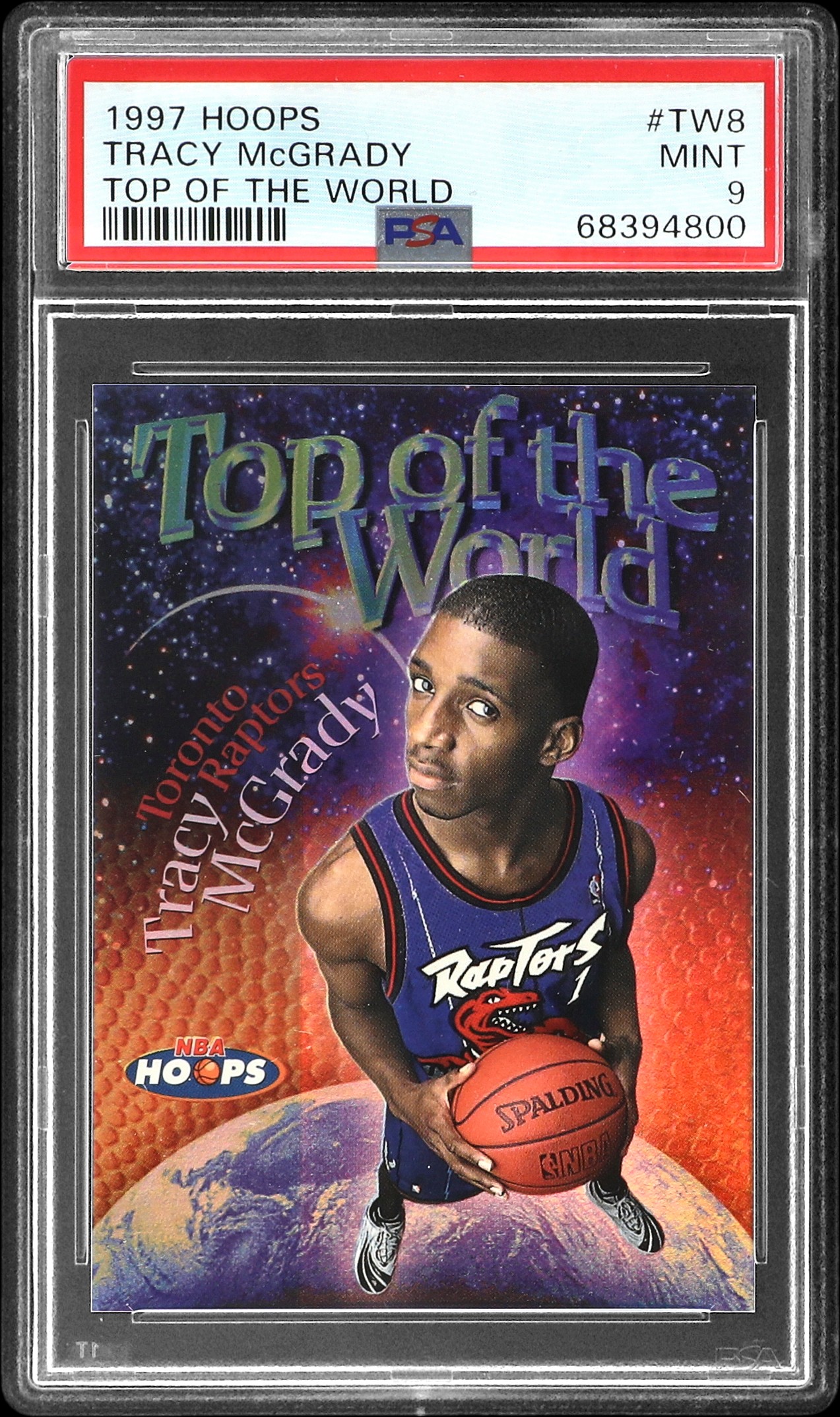 1997-98 SkyBox Hoops Top Of The World #TW8 Tracy McGrady Rookie Card – PSA MINT 9