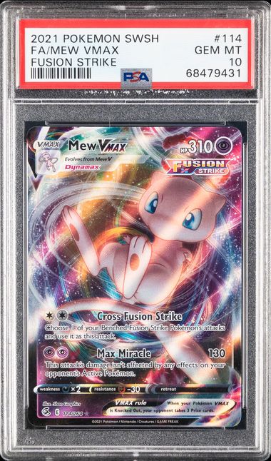 2021 Pokemon Sword & Shield Fusion Strike #114 Full Art/Mew Vmax (PSA 10)