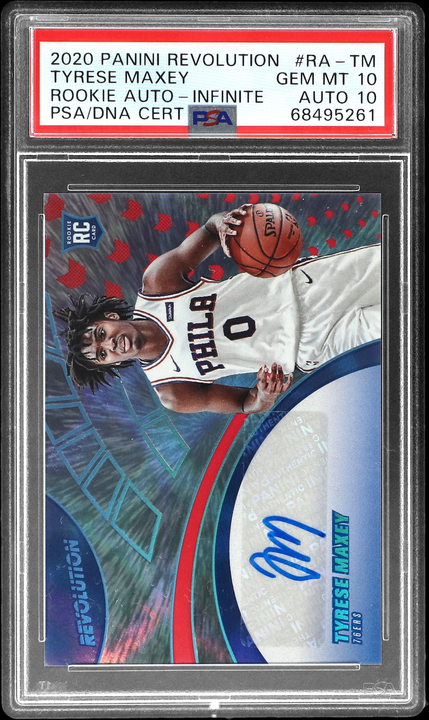 2020-21 Panini Revolution Rookie Autographs Infinite #RA-TM Tyrese Maxey Signed Rookie Card (#09/25) - PSA GEM MT10, PSA/DNA GEM MT 10