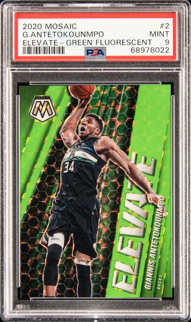 2020-21 Panini Mosaic Elevate Green Fluorescent #2 Giannis