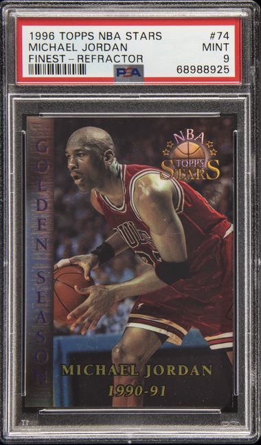 1996-97 Topps NBA Stars Finest Refractor #74 Michael Jordan – PSA