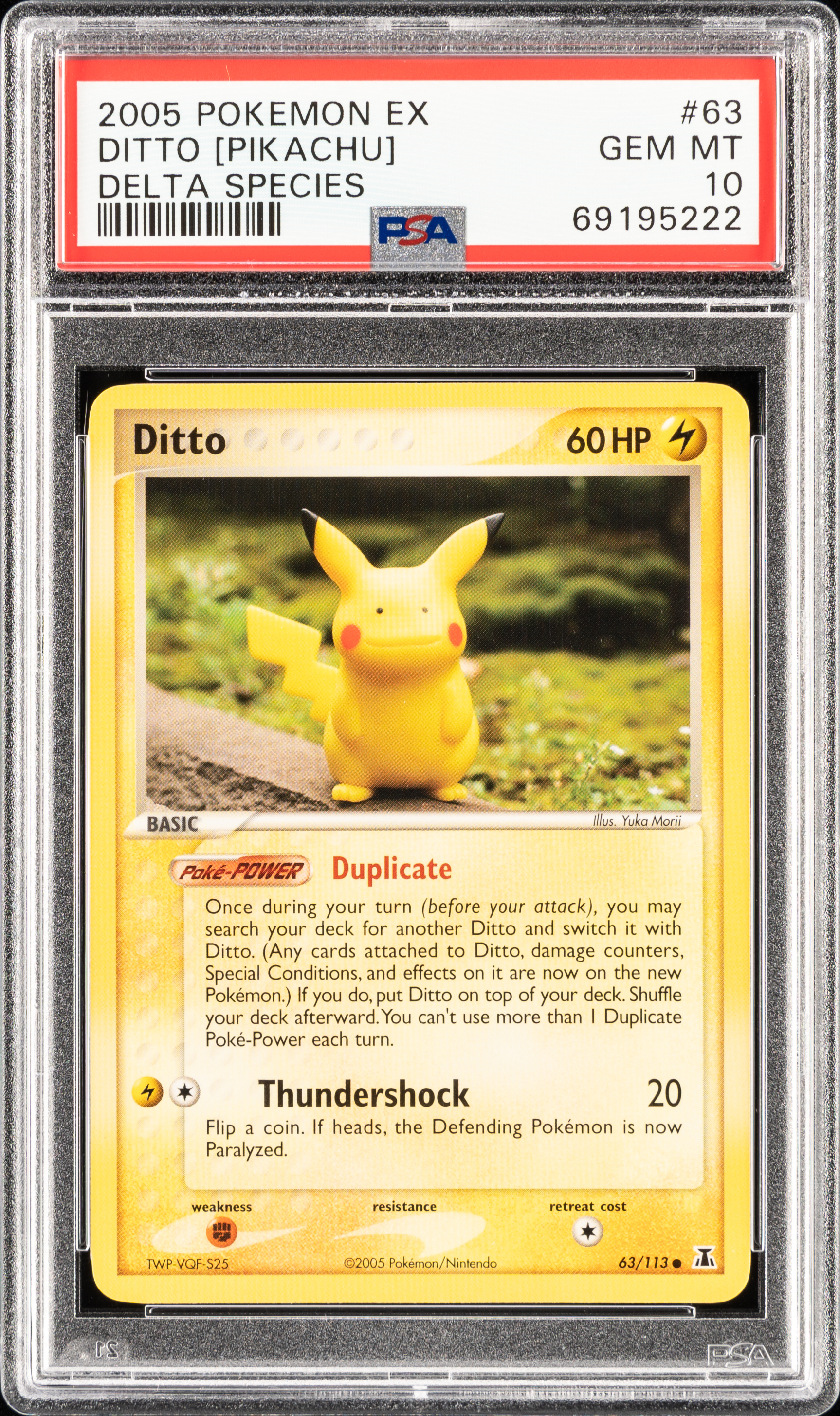 2005 Pokemon Ex Delta Species 63 Ditto [Pikachu] – PSA GEM MT 10