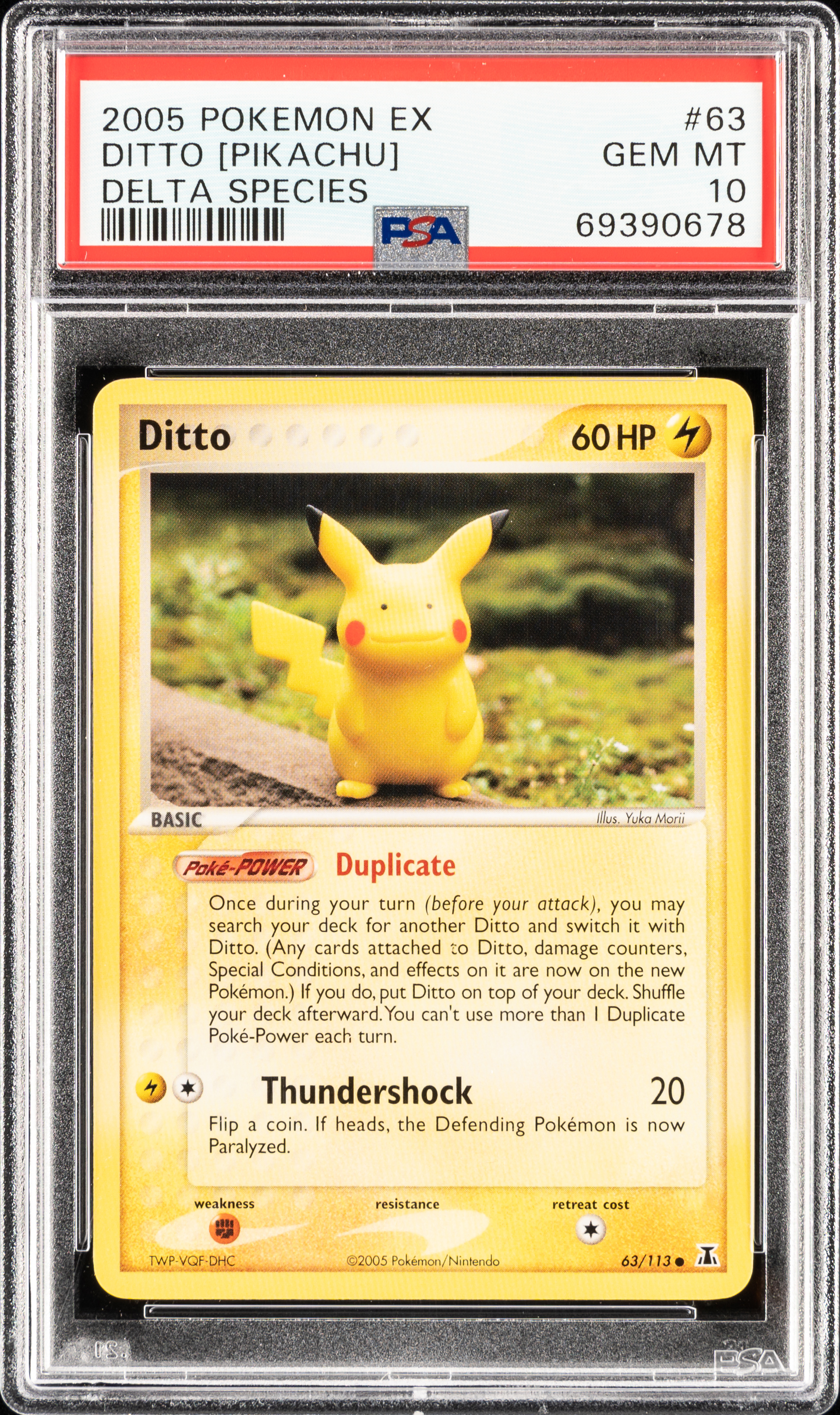 2005 Pokemon Ex Delta Species 63 Ditto [Pikachu] – PSA GEM MT 10