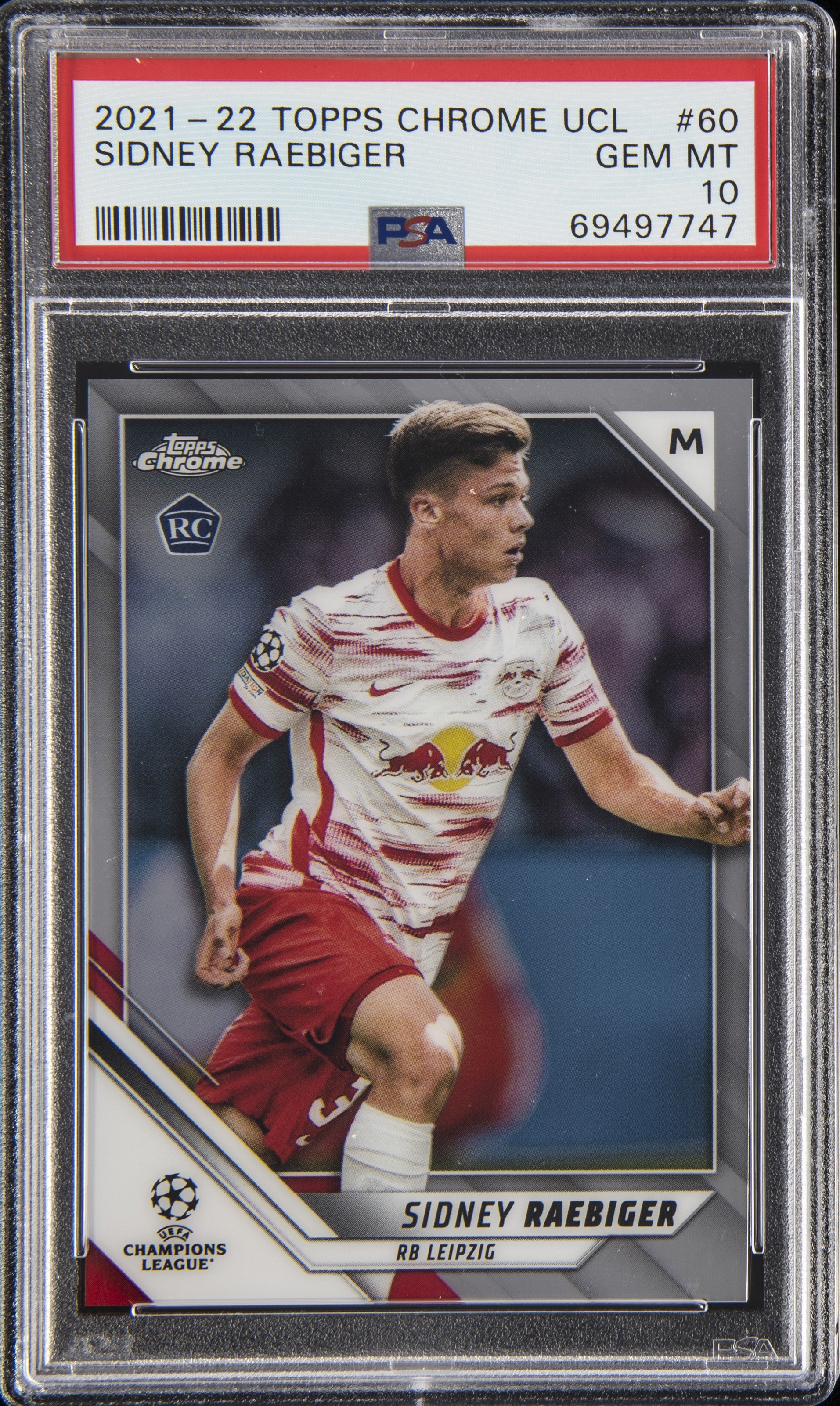 2021-22 Topps Chrome UEFA Champions League #60 Sidney Raebiger Rookie Card – PSA GEM MT 10