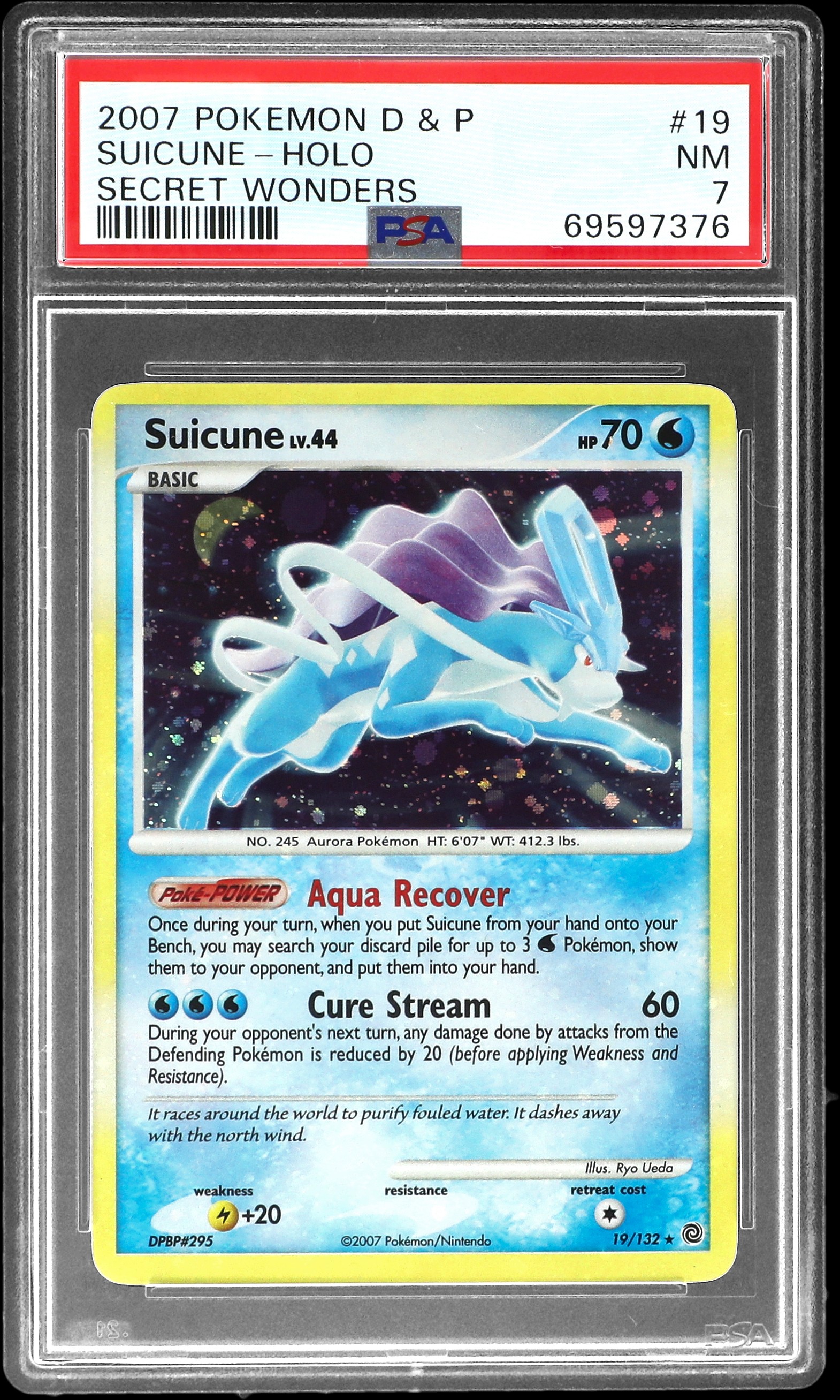 2007 Pokemon Diamond & Pearl Secret Wonders #19 Suicune-Holo PSA 7