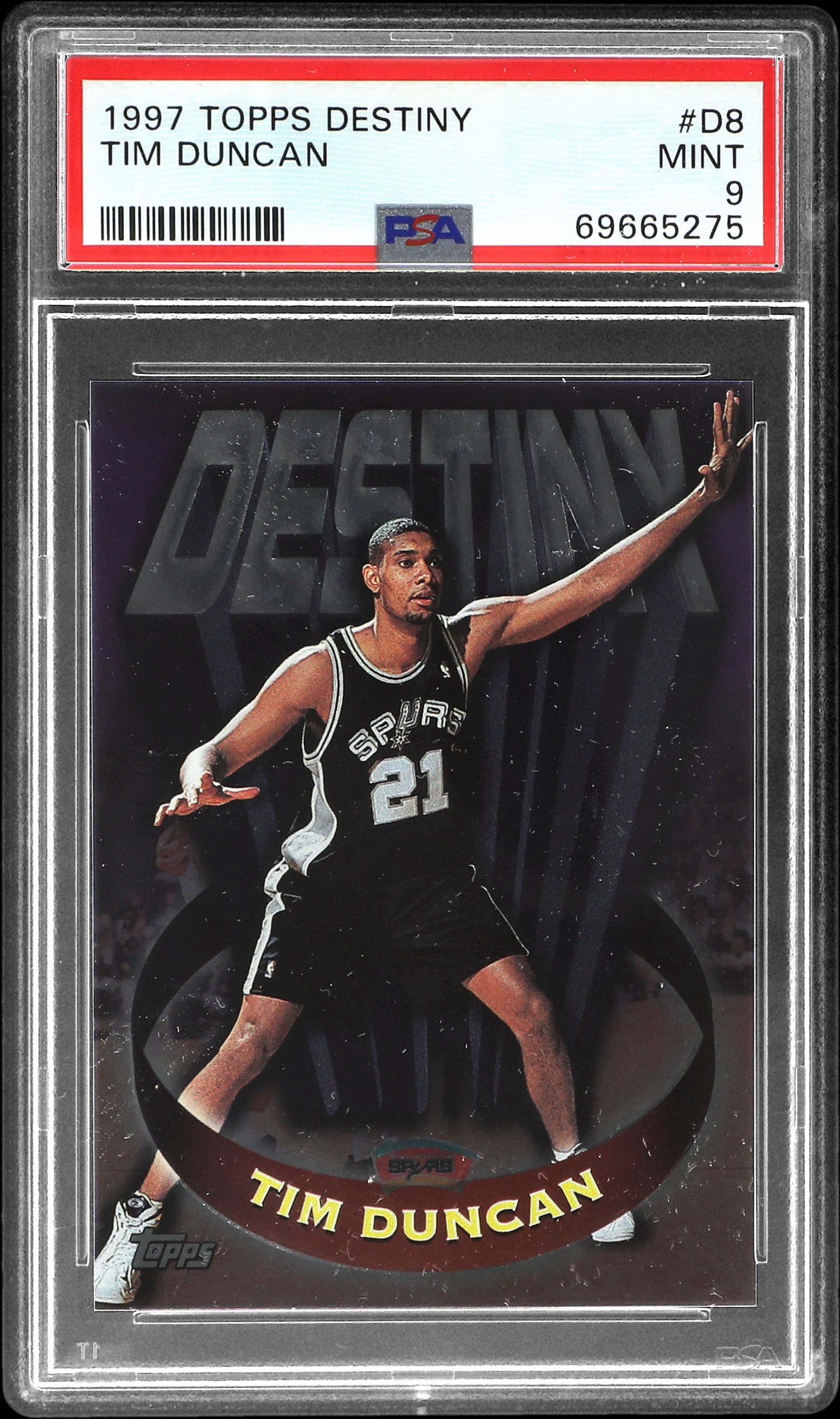 1997-98 Topps Destiny #D8 Tim Duncan Rookie Card – PSA MINT 9