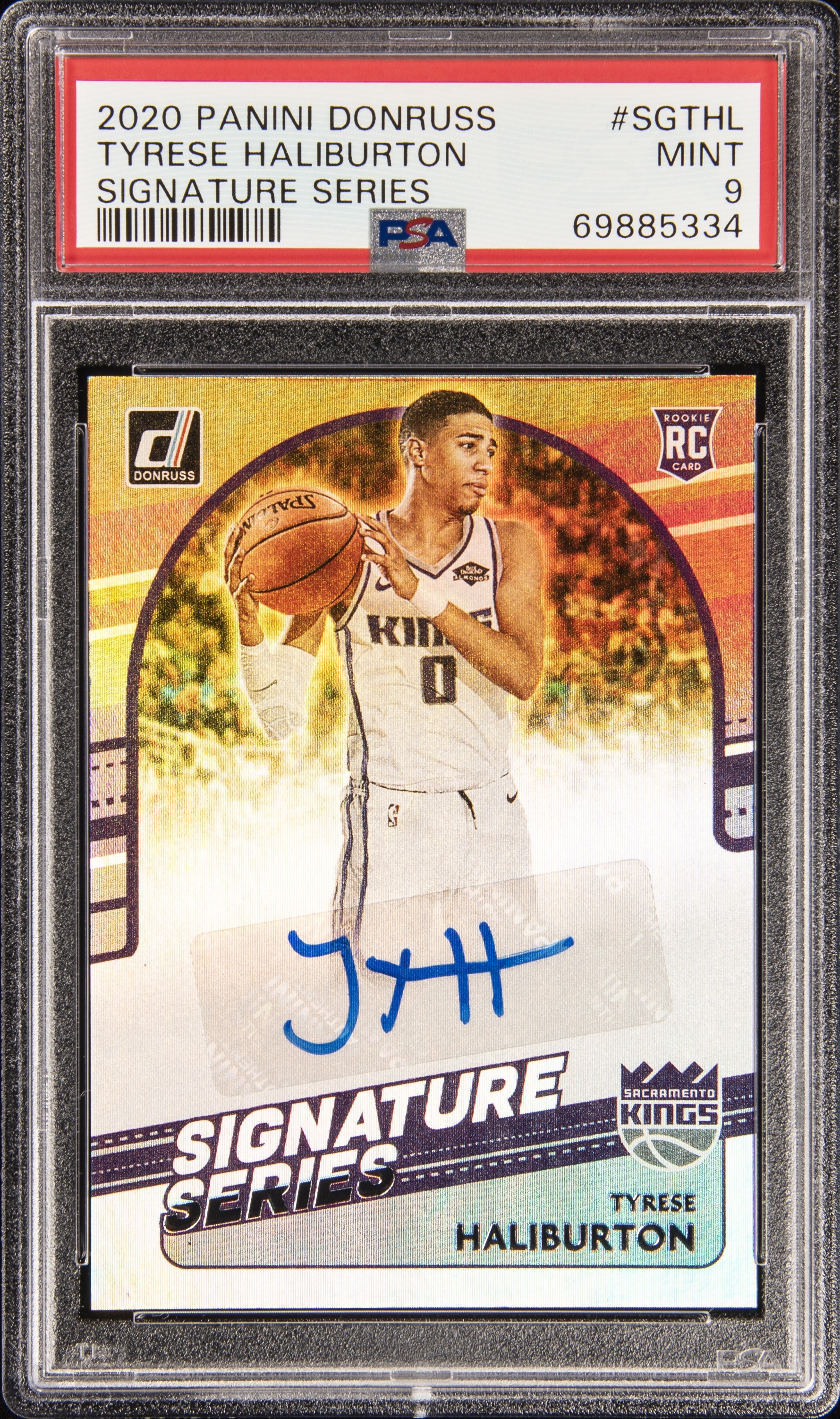 2020-21 Panini Donruss Signature Series #SG-THL Tyrese Haliburton Signed Rookie Card – PSA MINT 9