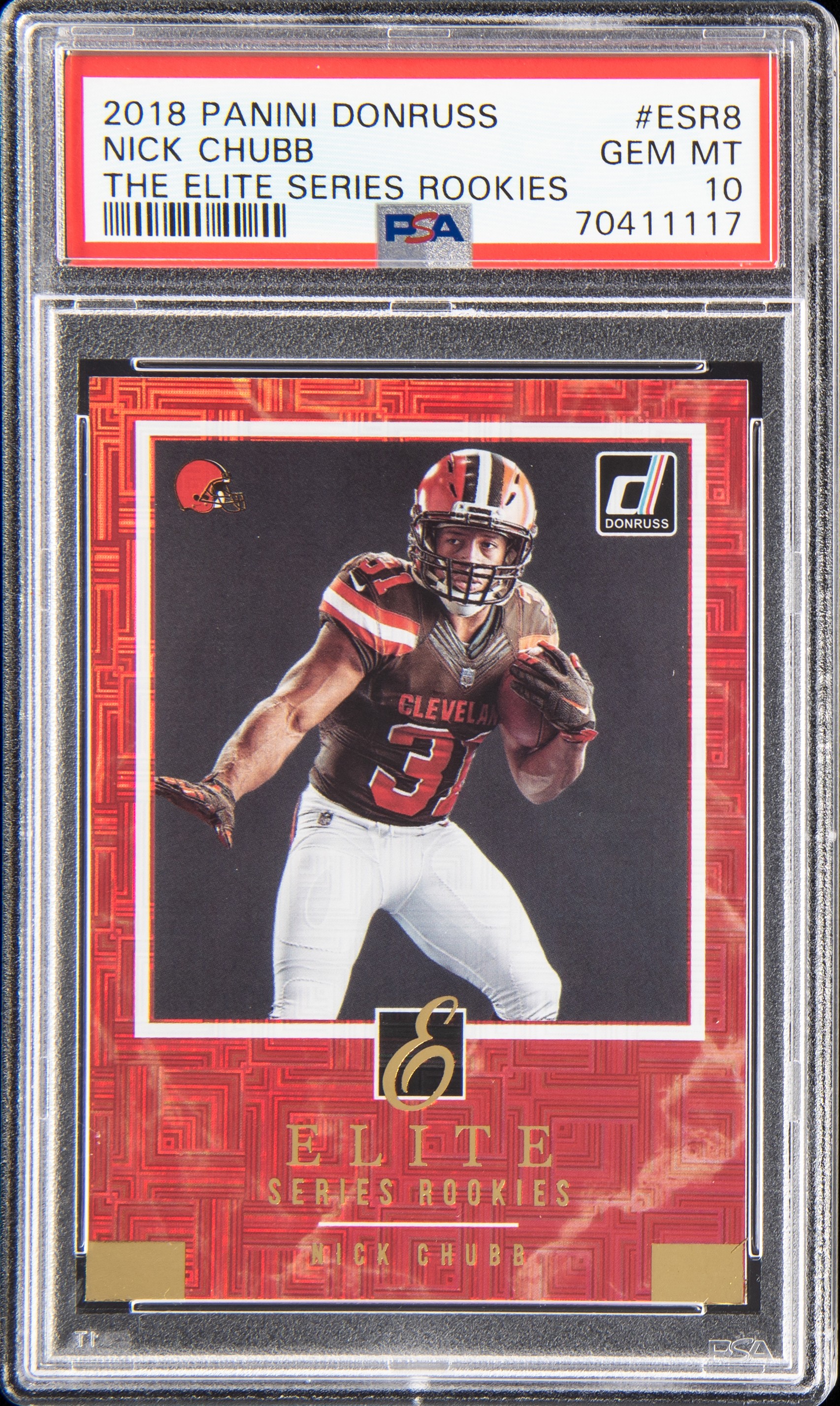 2018 Panini Donruss The Elite Series Rookies #ESR-8 Nick Chubb Rookie Card – PSA GEM MT 10