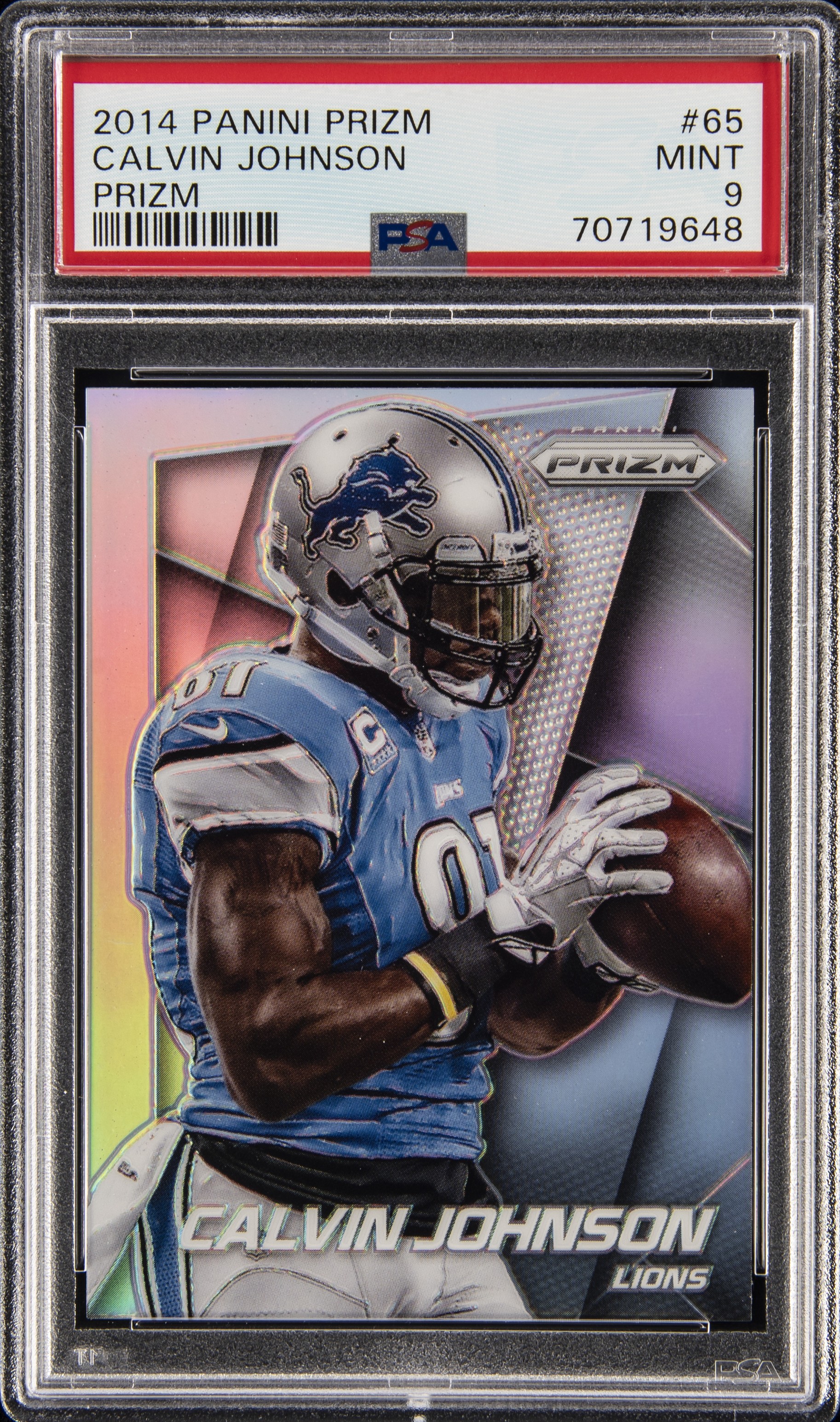 2014 Panini Prizm Silver Prizm #65 Calvin Johnson – PSA MINT 9