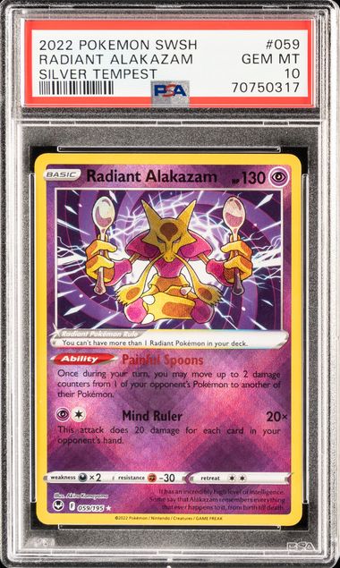 2022 Pokemon Sword & Shield Silver Tempest #059 Radiant Alakazam PSA 10 on  Goldin Marketplace