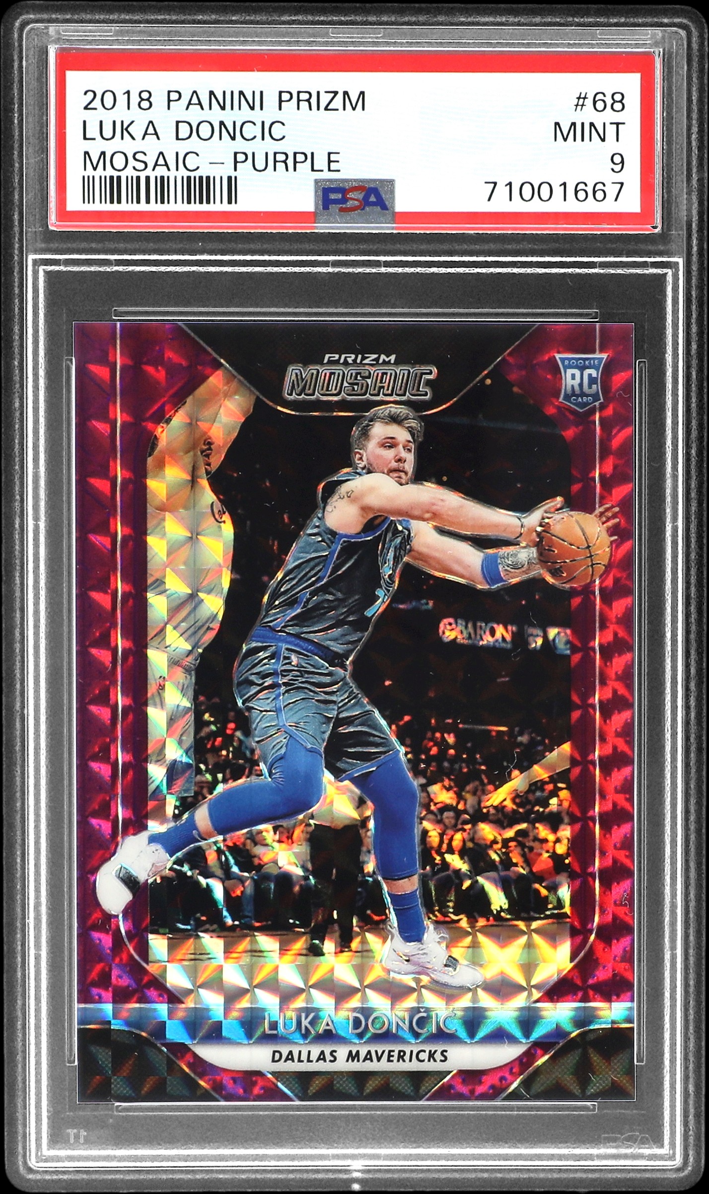 2018-19 Panini Prizm Mosaic Purple #68 Luka Doncic Rookie Card (#38/49) – PSA MINT 9; None Graded Higher