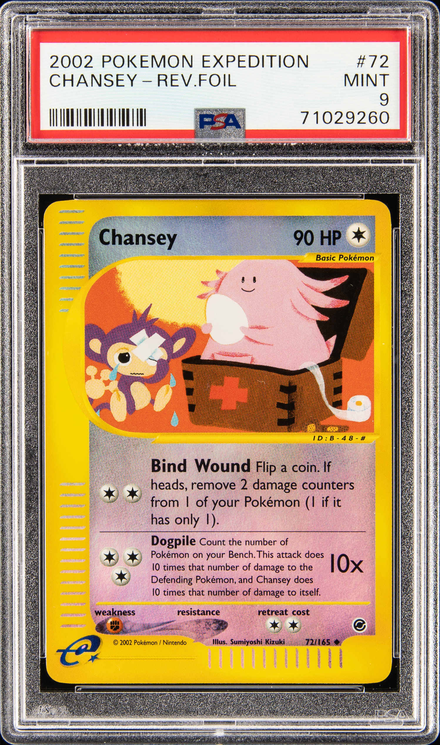 2002 Pokemon Expedition Reverse Foil #72 Chansey – PSA MINT 9