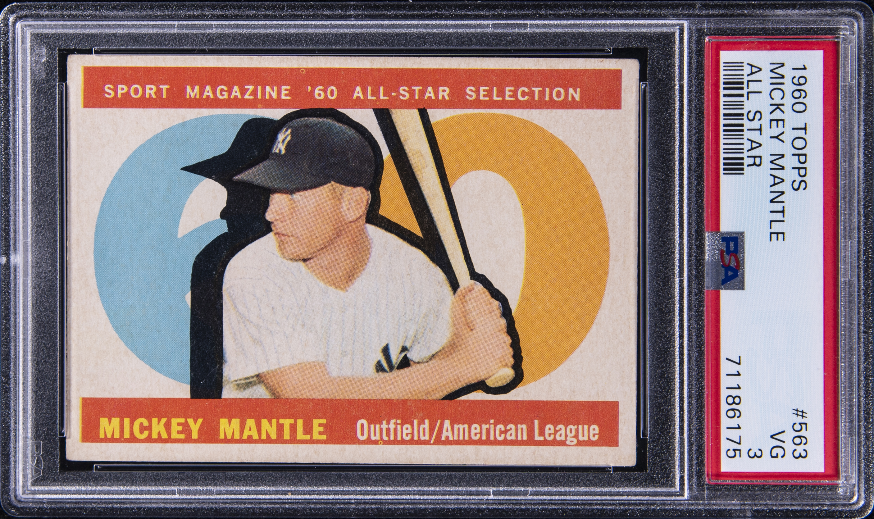 1960 Topps All Star #563 Mickey Mantle – PSA VG 3
