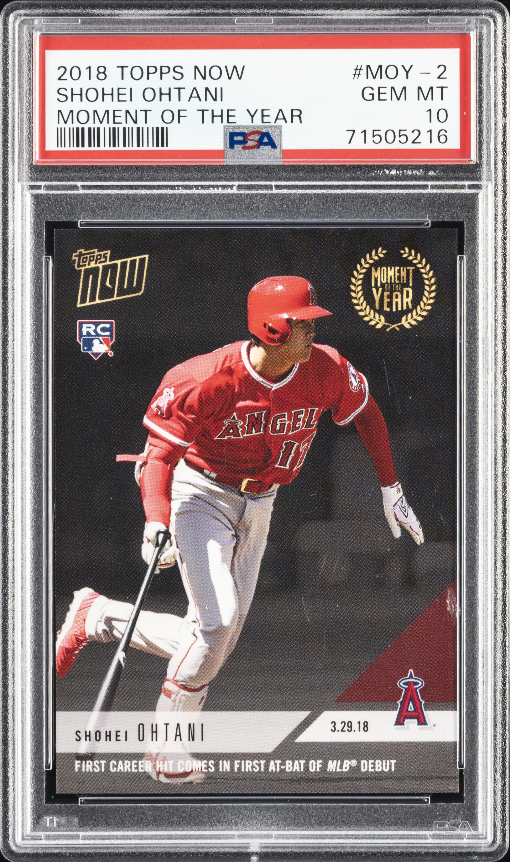 2018 Topps Now Moment Of The Year #MOY-2 Shohei Ohtani Rookie Card – PSA GEM MT 10