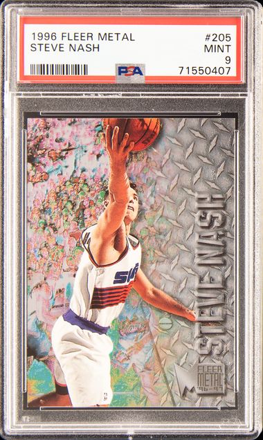 1996 Metal 205 Steve Nash Rookie Card – PSA MINT 9 on Goldin Auctions