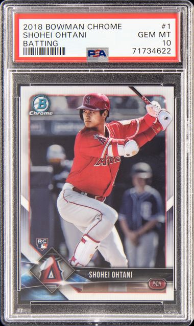 Shohei Ohtani 2018 BOWMAN CHROME BATTING ROOKIE Card (PSA 10) is