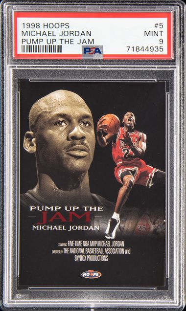 1998 Hoops Pump Up The Jam #5 Michael Jordan PSA 9 on Goldin