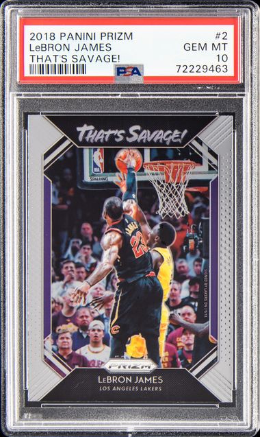 2018 Panini Prizm That's Savage! #2 LeBron James PSA 10 on Goldin