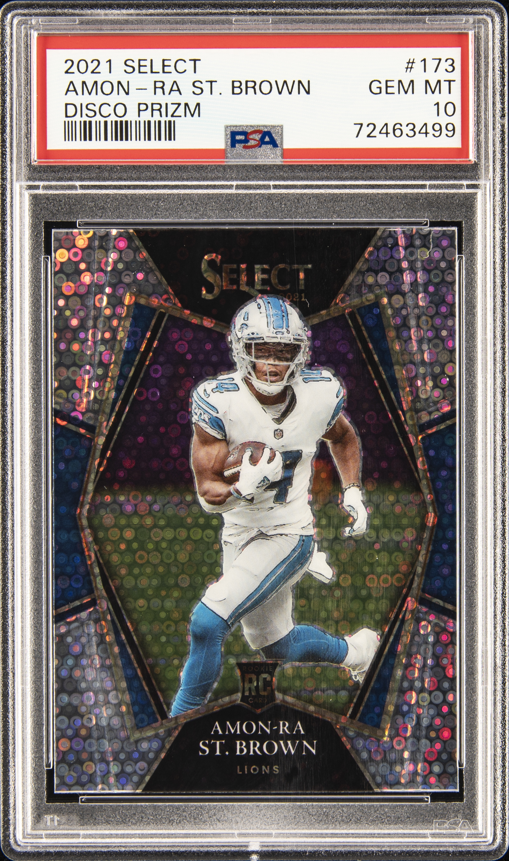 2021 Panini Select Disco Prizm 173 Amon-Ra St. Brown Rookie Card – PSA GEM MT 10