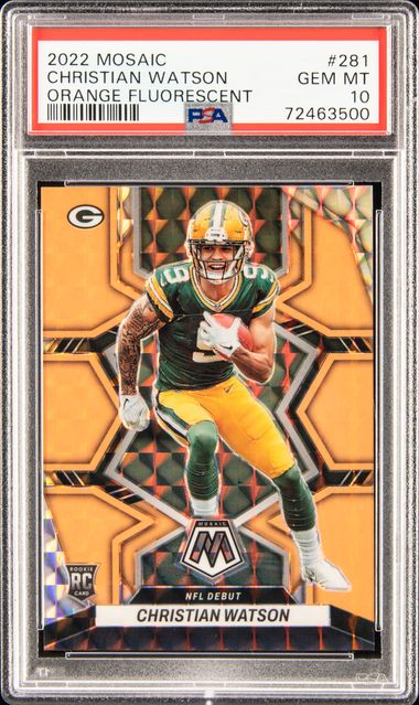 : 2022 Panini Mosaic #281 Christian Watson NFL Debut RC