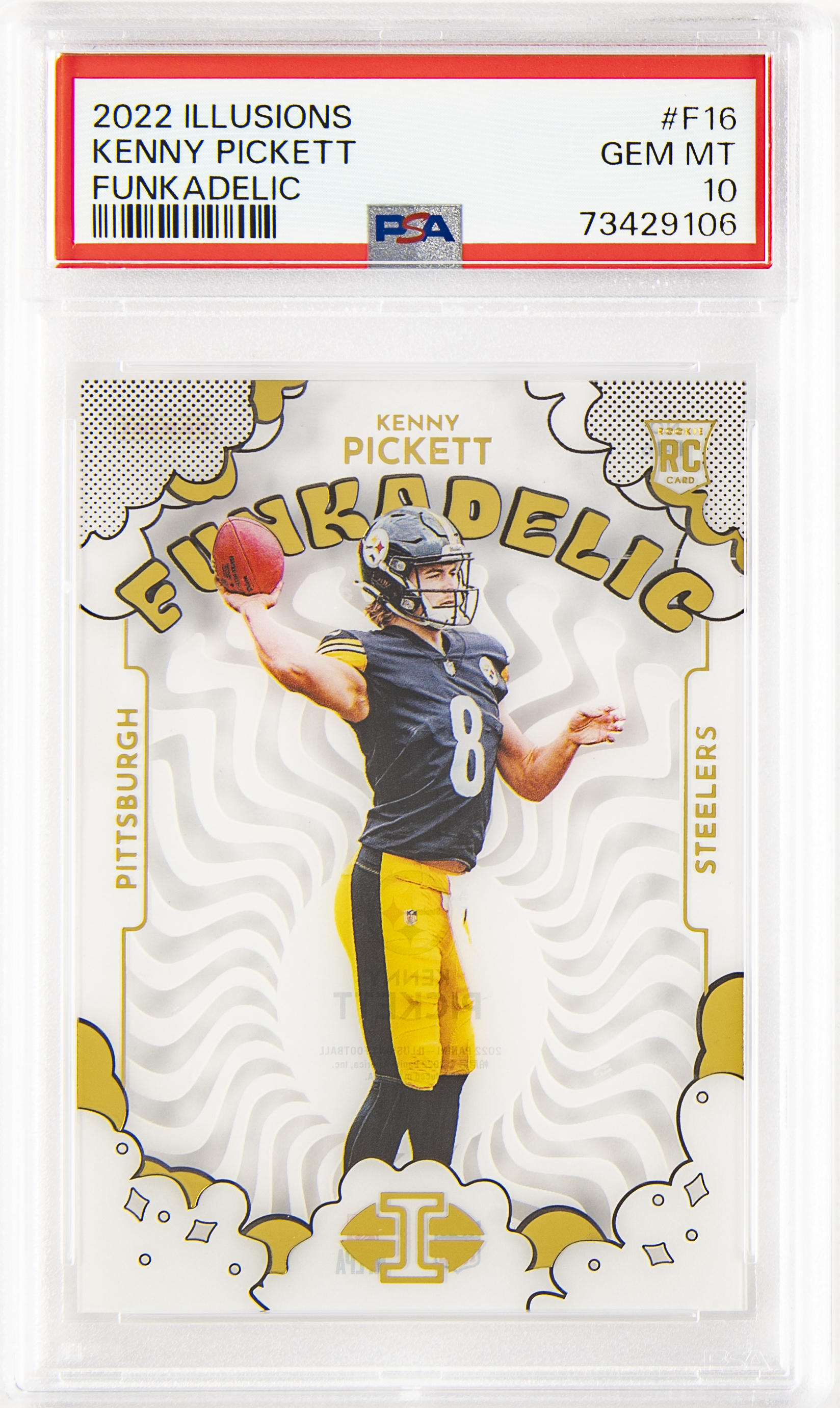 2022 Panini Illusions Funkadelic F16 Kenny Pickett Rookie Card – PSA GEM MT 10