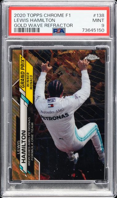 2020 Topps Chrome Formula 1 #9 Daniel Ricciardo Gold Wave Refractor CSG  Mint 8 #/50 – Racing Hall of Fame Collection