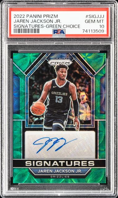 2022 Panini Prizm Signatures Green Choice #SIGJJJ Jaren Jackson Jr