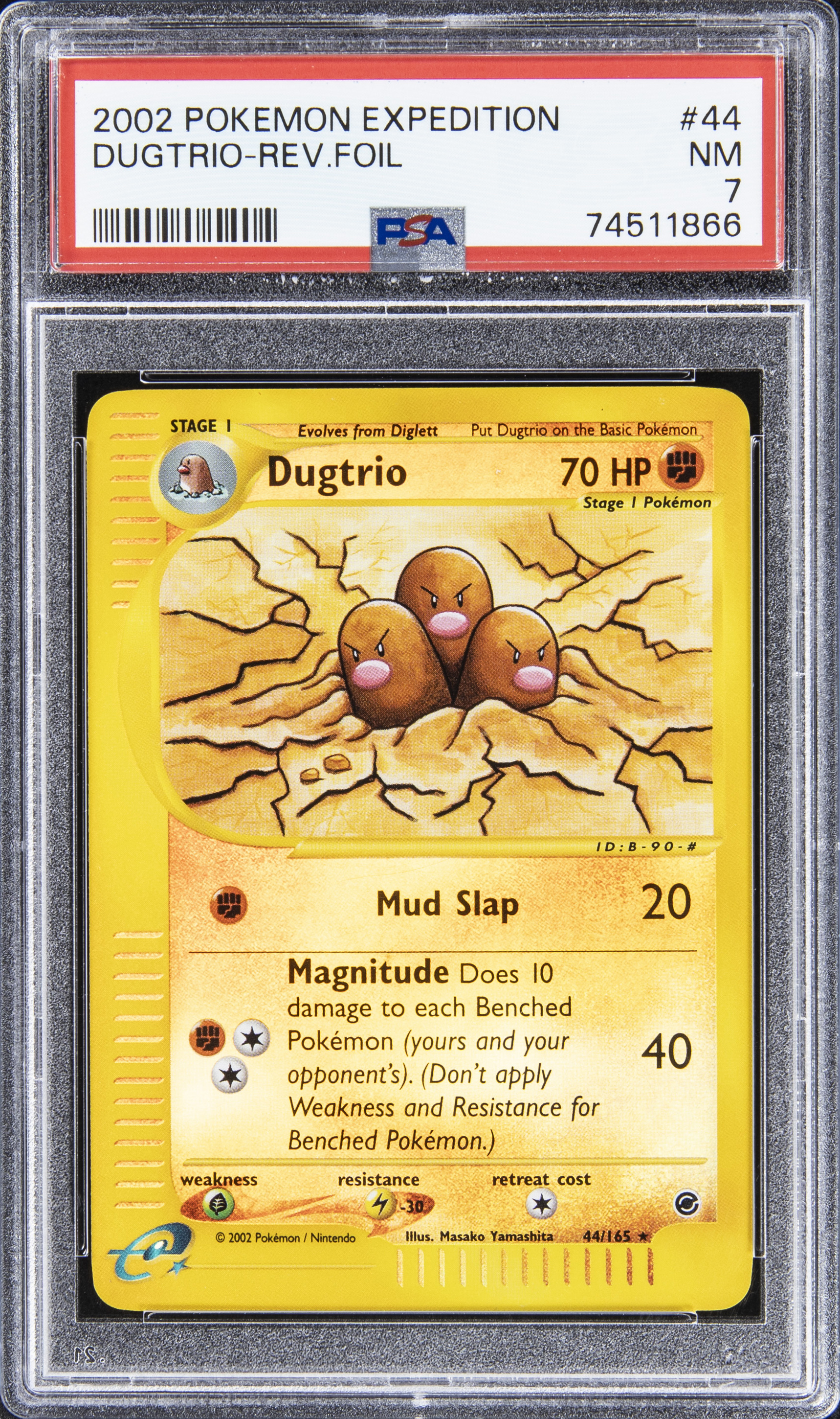 2002 Pokemon Expedition 44 Dugtrio-Reverse Foil – PSA NM 7