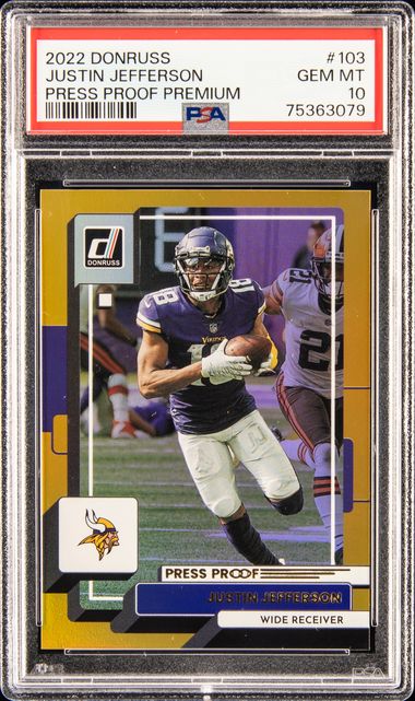 2022 Panini Donruss Press Proof Premium 103 Justin Jefferson – PSA