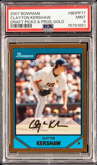 Sold at Auction: 2007 BOWMAN GOLD CLAYTON KERSHAW ROOKIE CARD