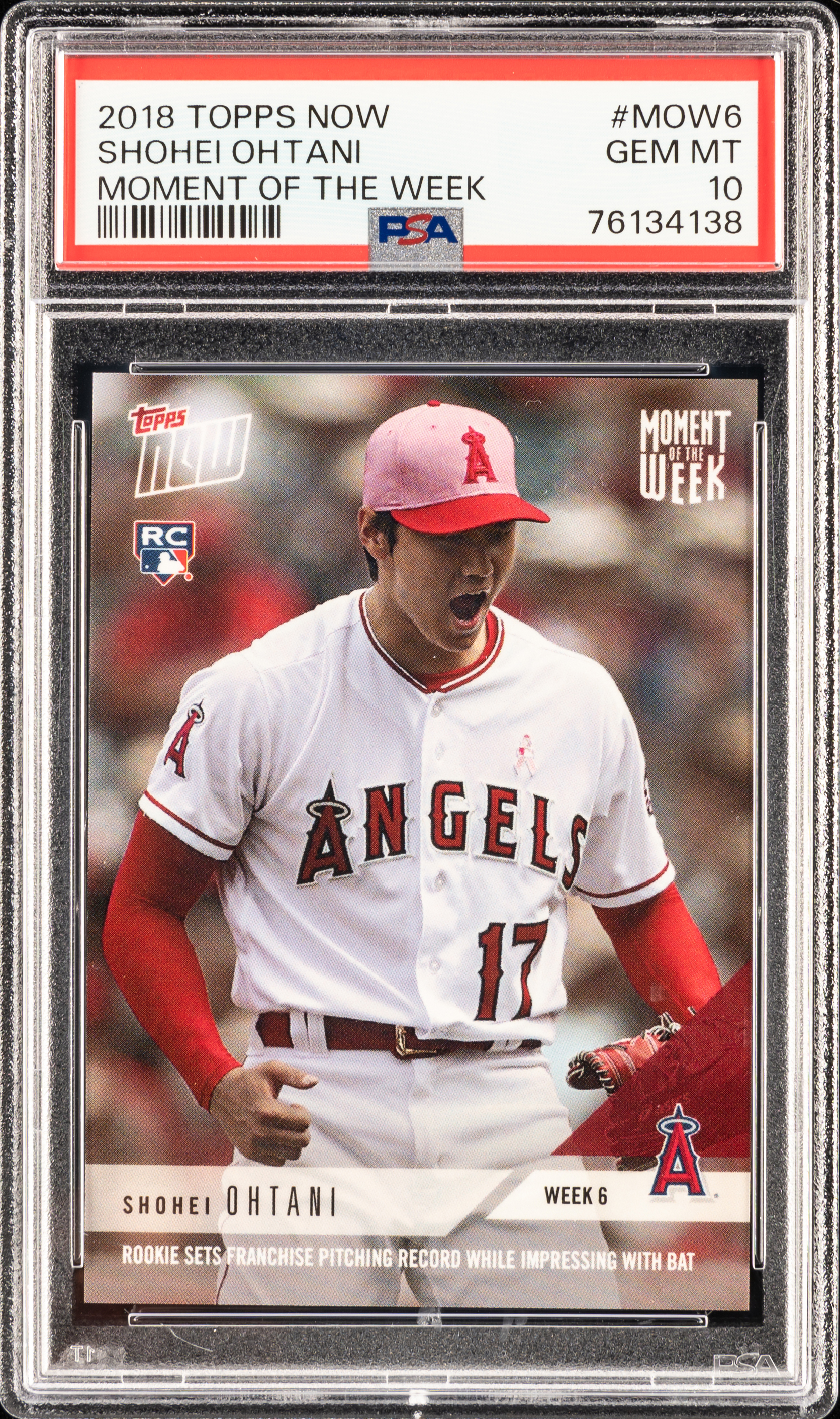 2018 Topps Now Moment Of The Week #MOW6 Shohei Ohtani Rookie Card – PSA GEM MT 10