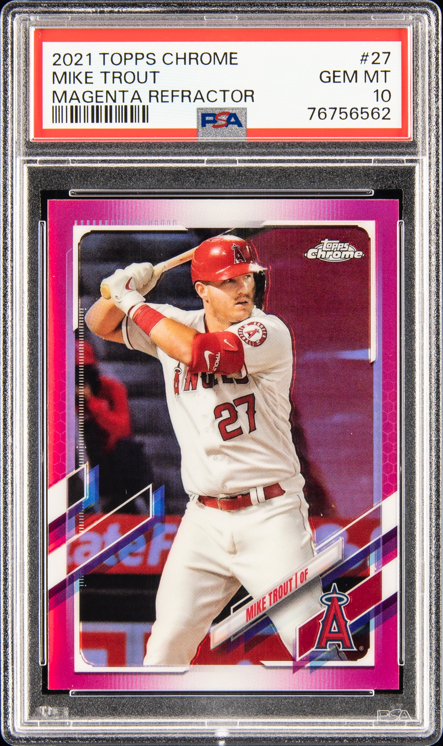 2021 Topps Chrome Magenta Refractor #27 Mike Trout (#079/399) – PSA GEM MT 10