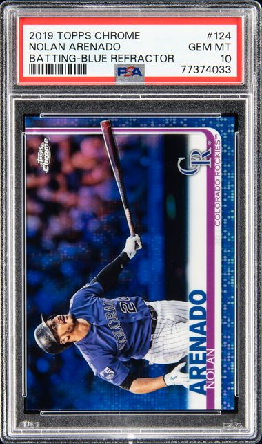 2019 Topps Chrome Batting-Blue Refractor 124 Nolan Arenado – PSA