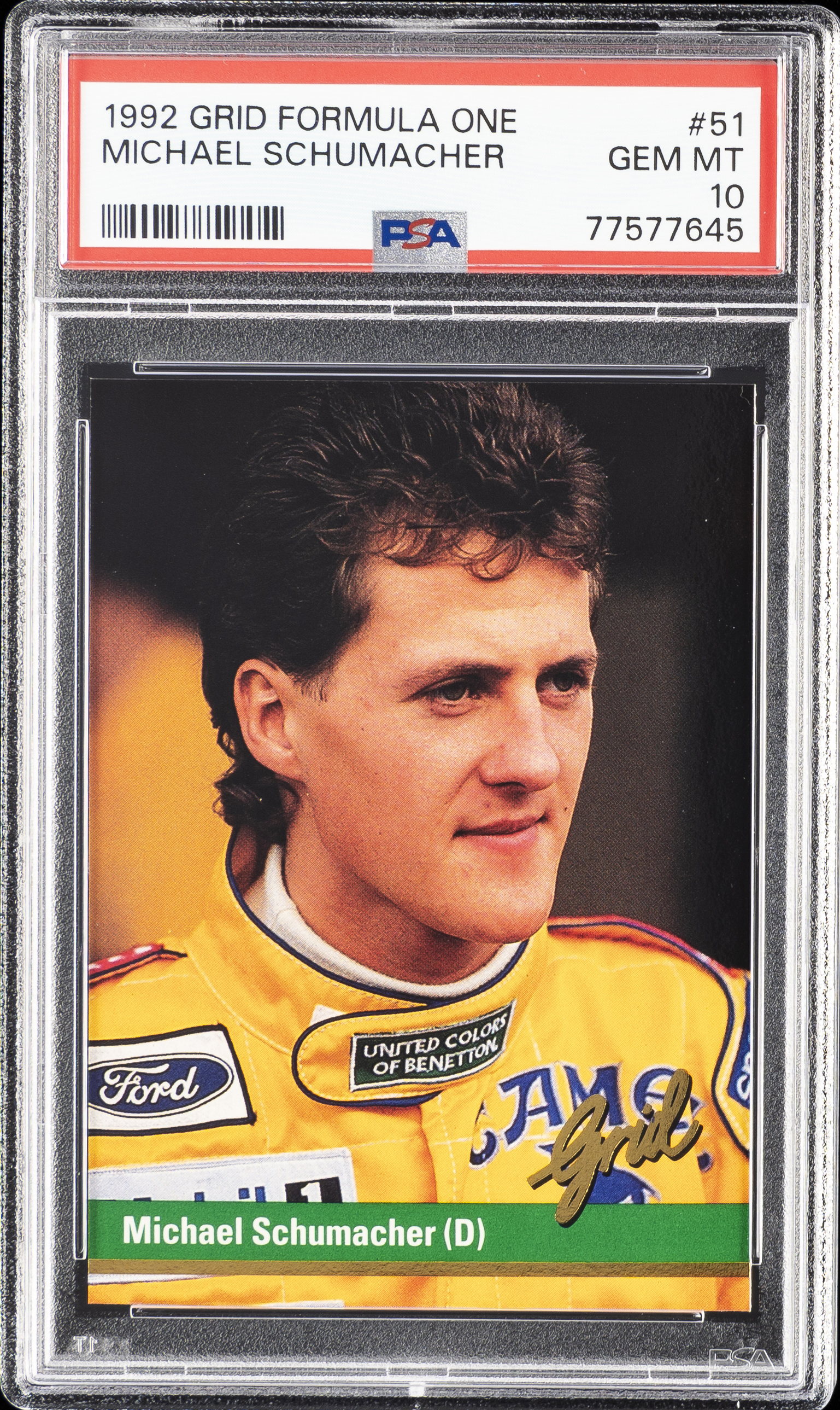 1992 Grid Formula One #51 Michael Schumacher Rookie Card – PSA GEM MT 10