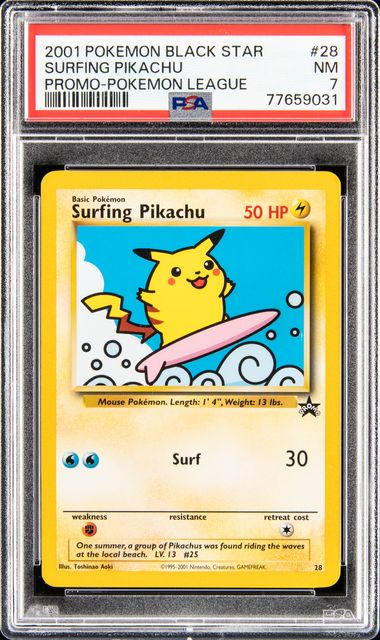 2001 Pokemon Promo Black Star Pokemon League 28 Surfing Pikachu