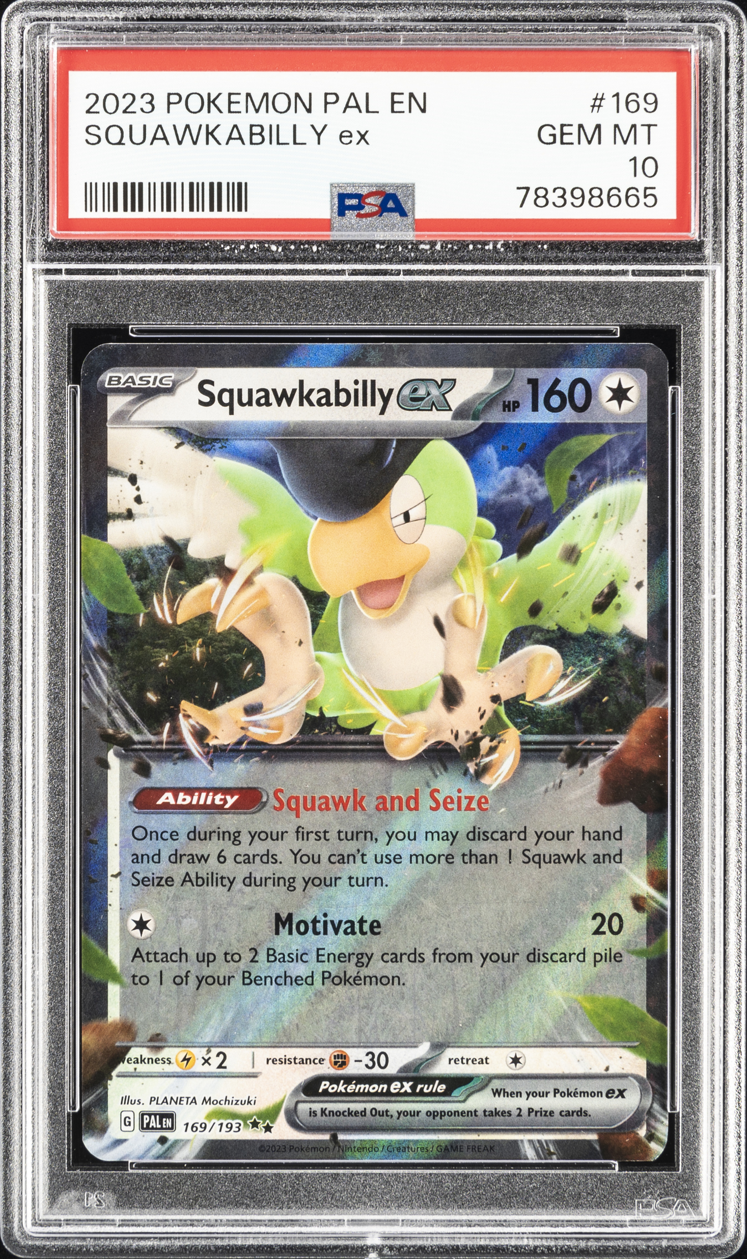 2023 Pokemon Pal En-Paldea Evolved #169 Squawkabilly Ex PSA 10