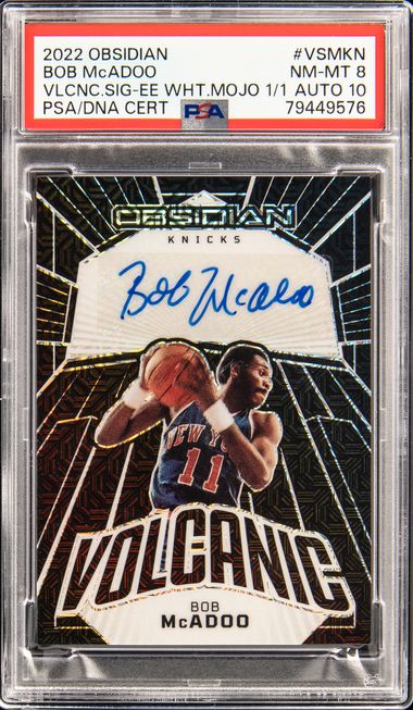 2022 Panini Obsidian Volcanic Signatures Electric Etch White Mojo #VSMKN Bob  Mcadoo Signed Card (#1/1) – PSA NM-MT 8, PSA/DNA 10 on Goldin Auctions