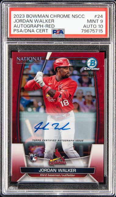 2023 Bowman Chrome National Autograph-Red 24 Jordan Walker – PSA