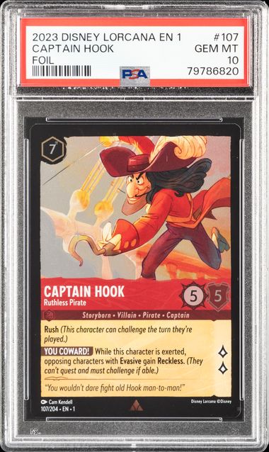 2023 Disney Lorcana En 1-The First Chapter Foil 107 Captain Hook - Ruthless  Pirate – PSA GEM MT 10 on Goldin Auctions