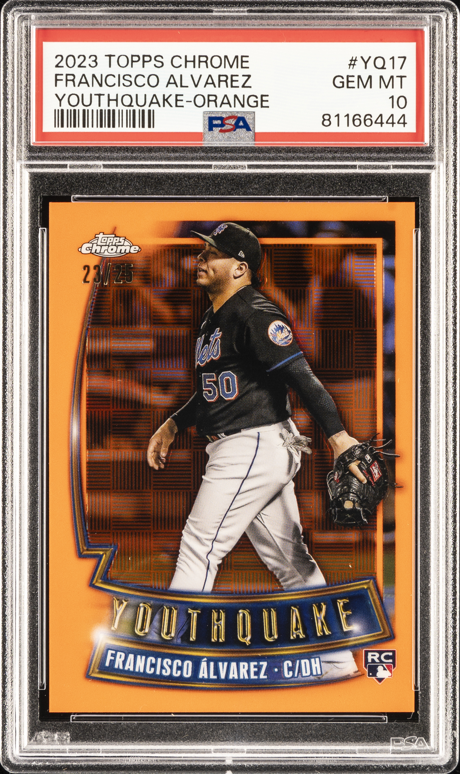 2023 Topps Chrome Youthquake Orange #YQ-17 Francisco Alvarez Rookie Card (#23/25) - PSA GEM MT 10